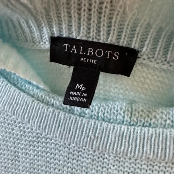 Talbots Teal Ruffled Neck Sweater Soft Knit Timeless Design - Picture 2 of 4
